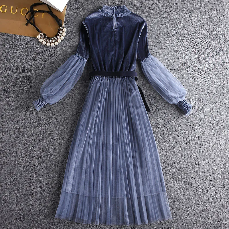 Женское Плиссированное кружевное платье винтажное Элегантное повседневное с