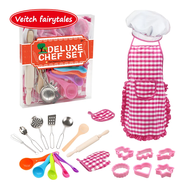 

Veitch fairytales Children Pretend Play Food Cooking Game Baking Tools Apron Kid Kitchen Toy Set For Girl
