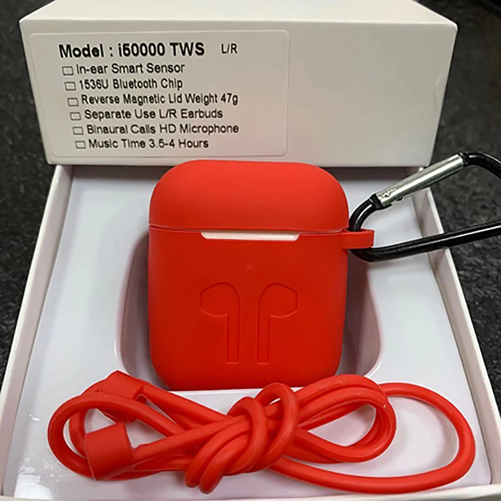 I50000 наушники-вкладыши TWS с 1536U чип поддерживает ios13 systemPK i10 i11 i12 i30 i60 i80 i90 i90s i100 i200 i500 i1000 i3000 i2000 i5000 i9000 i5 - Цвет: i50000-Red-kits