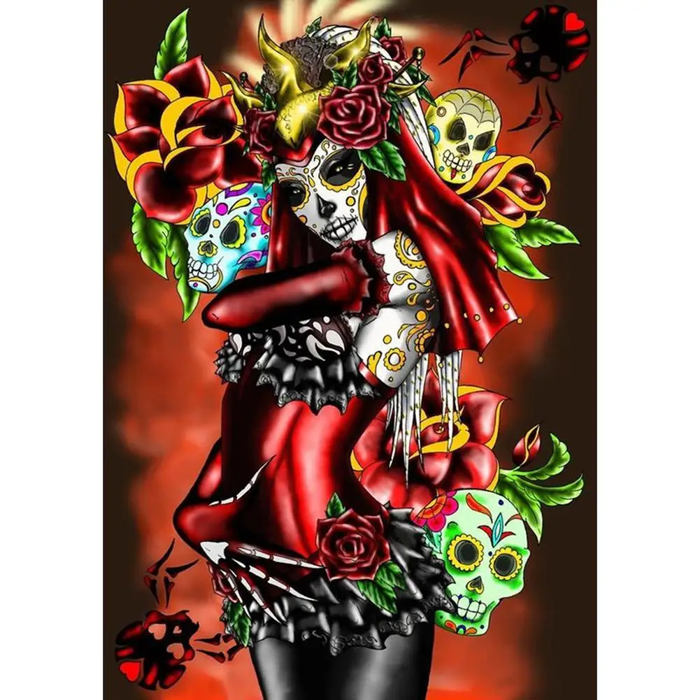 

DIY 5D Diamond embroidery mosaic Skull woman full square resin diamond painting cross stitch kits handmade modern home decor