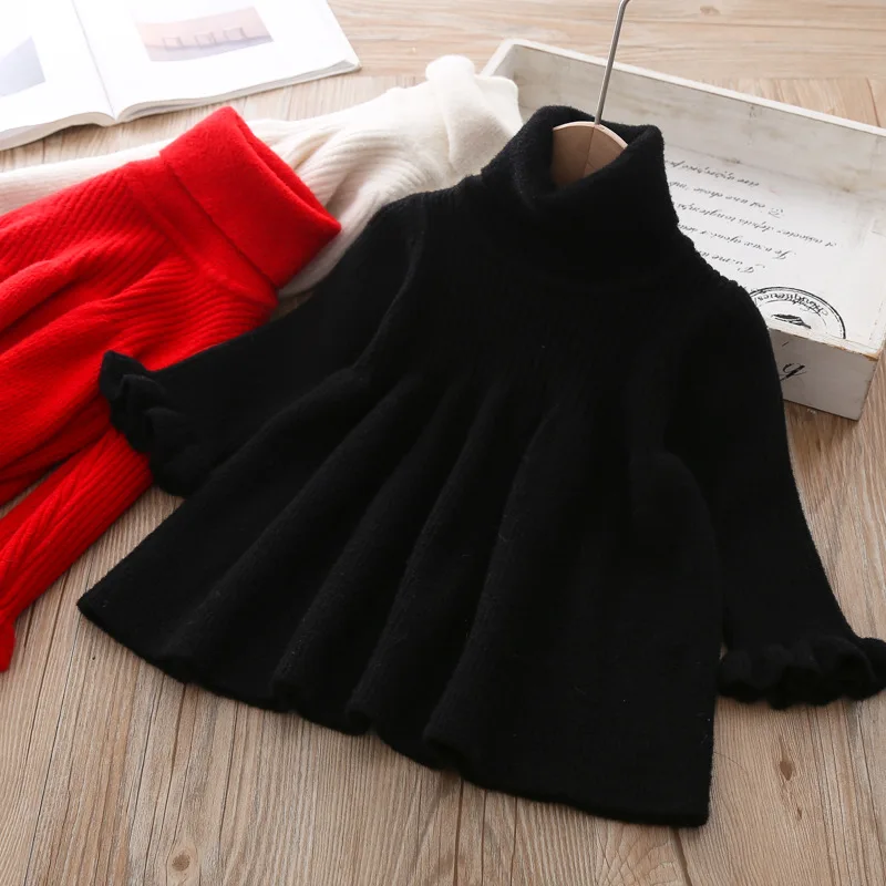 Girls Knit Sweater Dress autumn winter Infant Toddler baby Red Shirt for girl Kid princess Warm Christmas thick Tops Dresses 12M | Детская