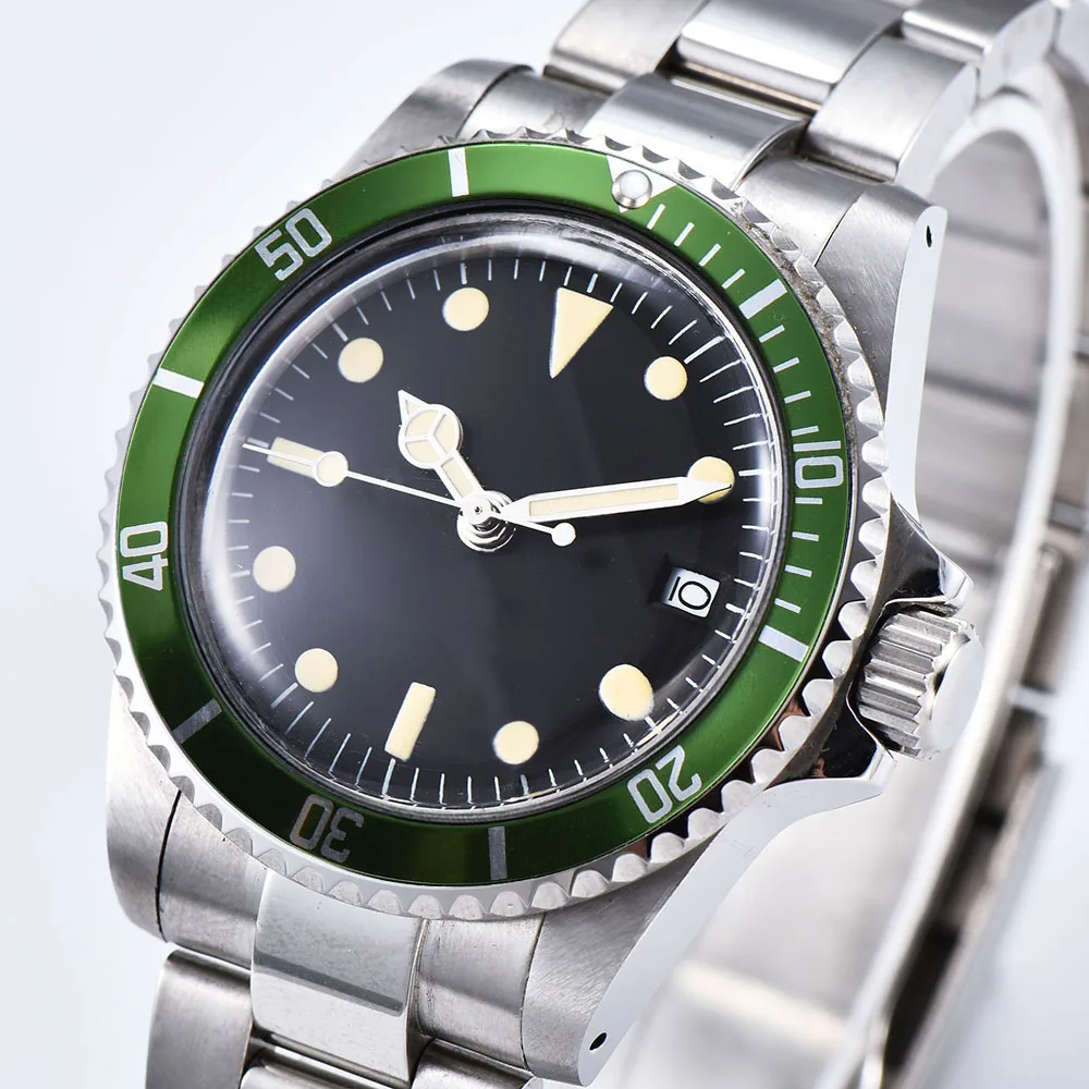 2019 40 мм автоматический стальной корпус механическое движение часы светящиеся