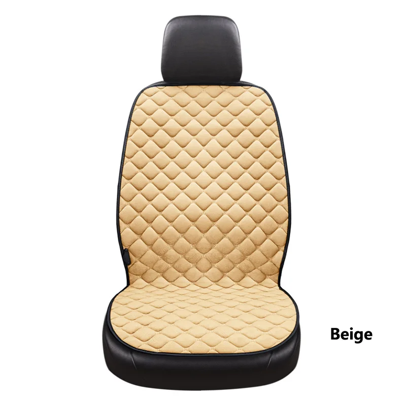 Single seat beige-DB Автомобильная грелка 12 В, автомобильное сиденье, зимний грелочный чехол, грелка для сиденья, зимняя подушка, защита для автомобильного сиденья, зимний чехол - Название цвета: Single seat beige-DB