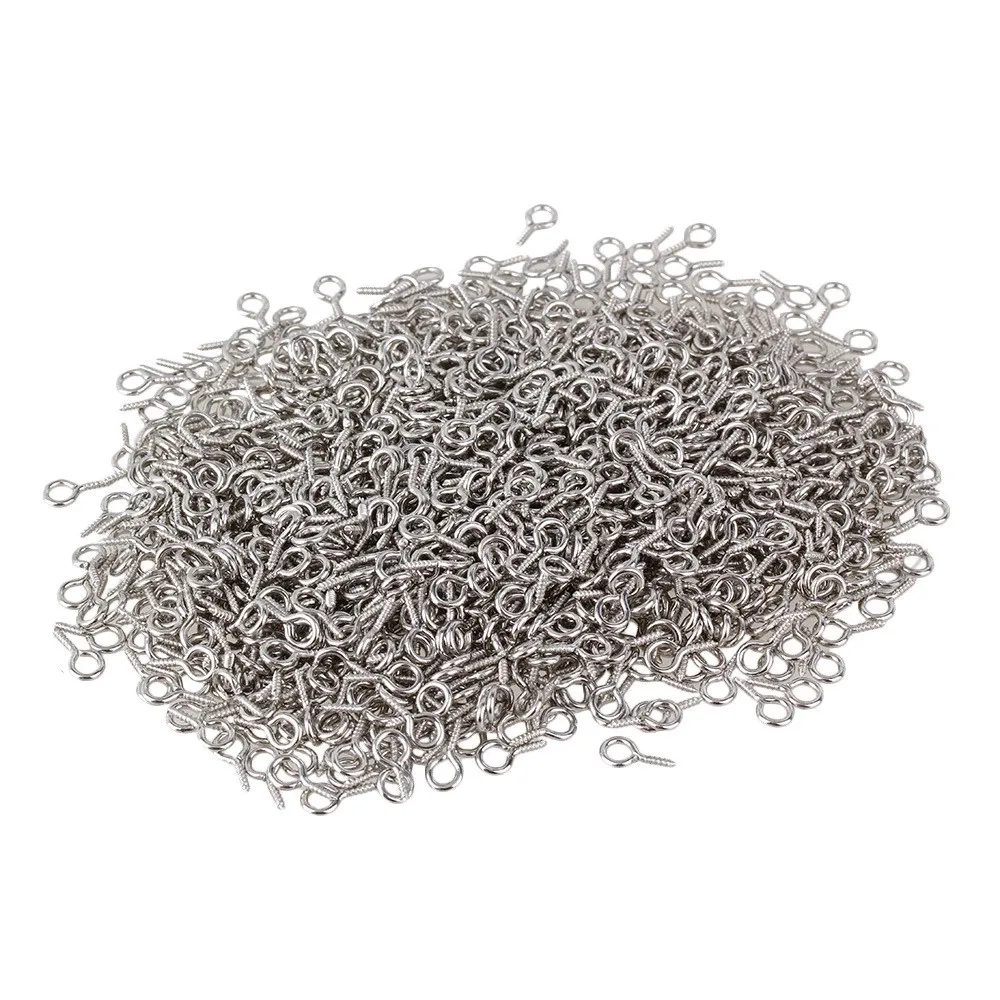 100 х маленькие мини Крючки с петлей 0 3 # винты петлями серебряная железная