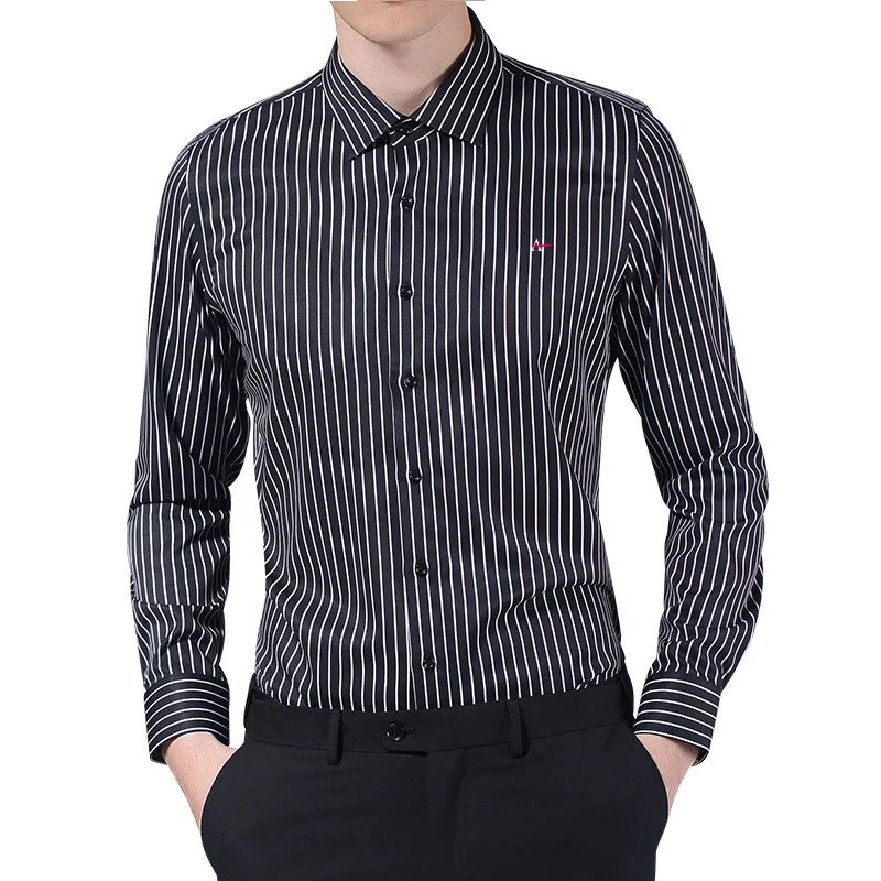 2020 camisa aramis Reserved   Men's Striped Shirts Korea Fashion Work Casual Long Sleeve Slim Fit Dress Shirt Dropshipping