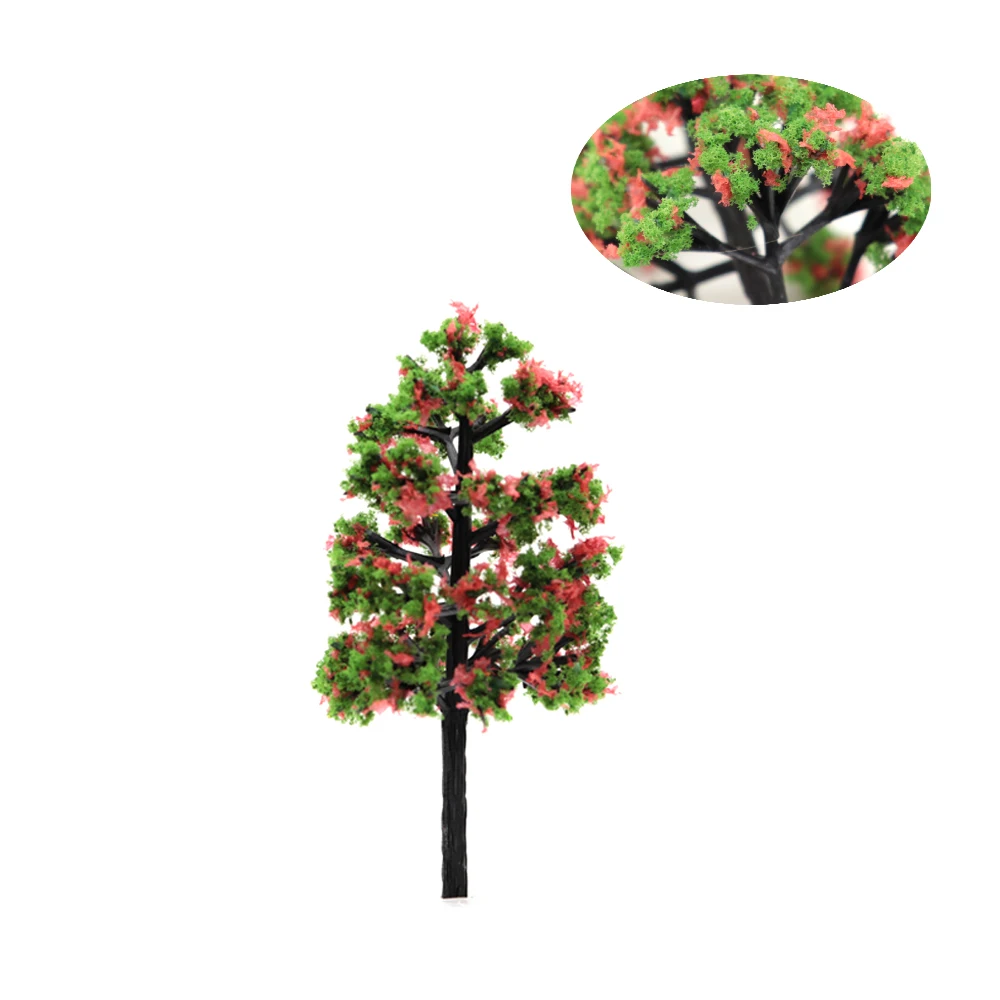

Sand Table Landscape Red Green Model Tree Toy Landscape 8cm Building Train DIY Simulation Micro 50PCS Diorama