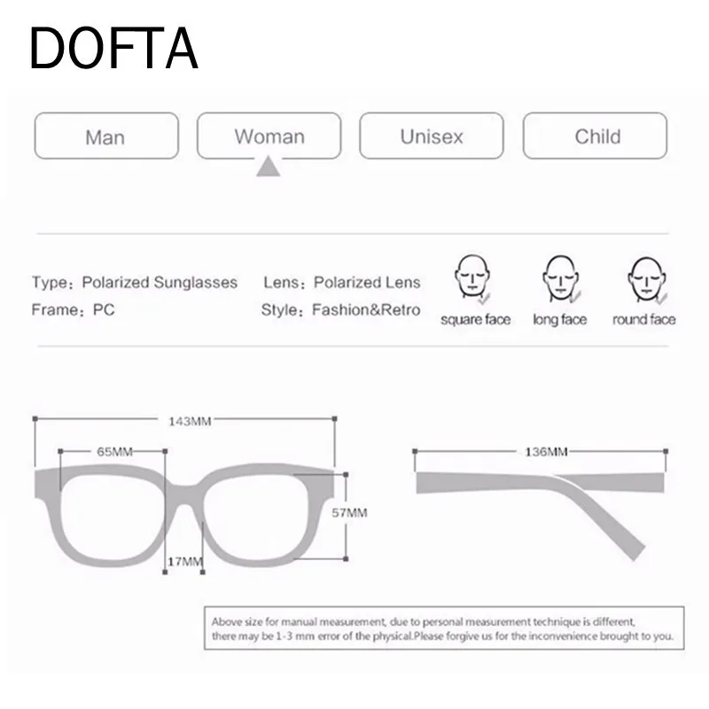 DOFTA роскошные солнцезащитные очки Для женщин Поляризованные Солнцезащитные