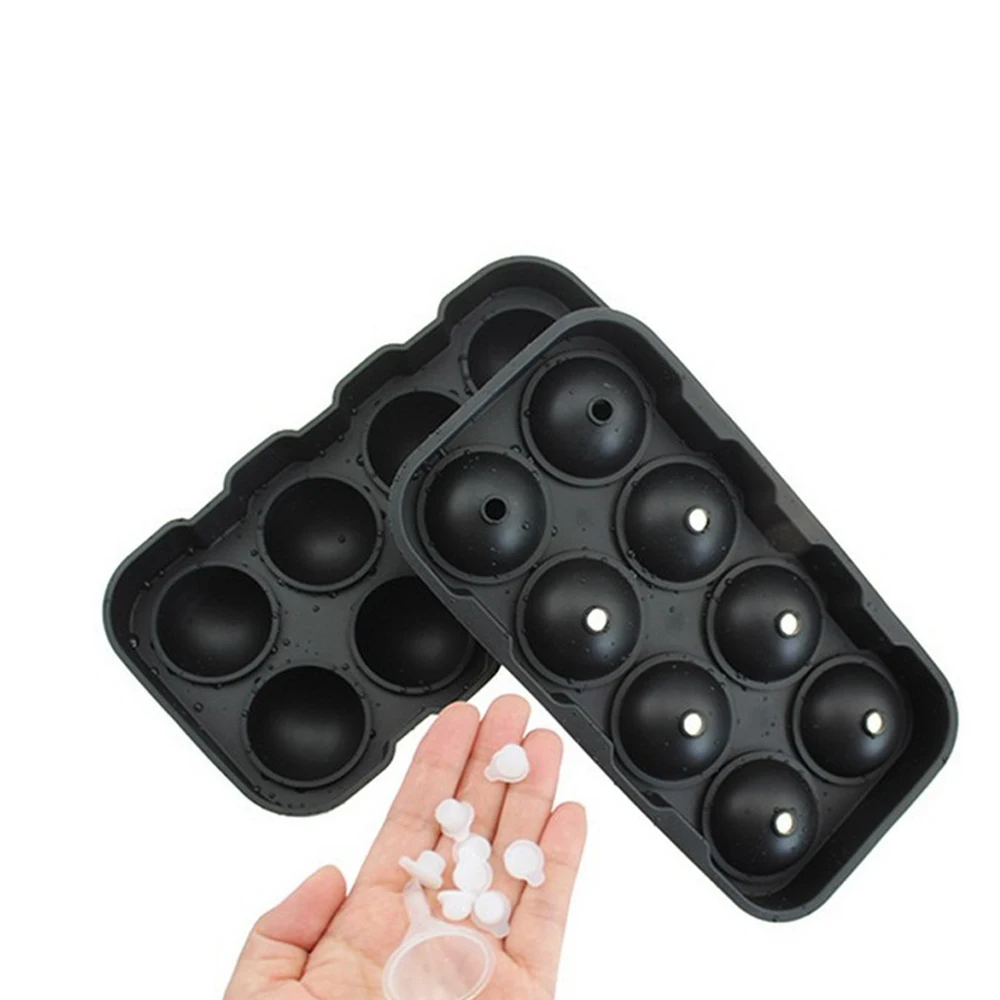 

8 Hole Silicone Ice Cube Maker Round Shape Ice Making Cold Drink Spherical Ice Cubes Ice Cube Mold With Funnel Stopper