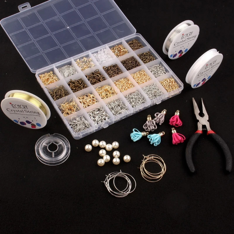

3000Pcs Jewelry Making Kit with Jump Rings Screw Eye Pin Headpins Claw Clasps G2AF