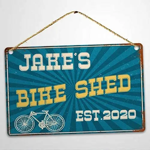 

Personalised Vintage Name Bike Shed Custom Aluminum Metal Sign