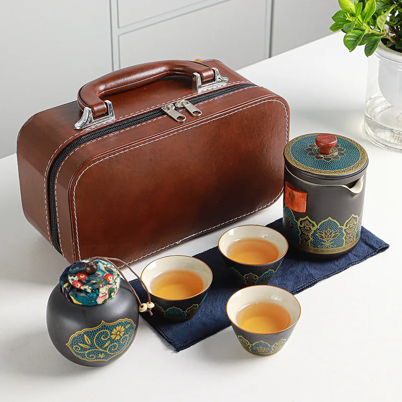 

Ceramic Travel Tea Set Kung Fu Teapot Coffee Cup Gift Chinese Ceremony Japanese Tea Set Drinkware Bowl Matcha Teaware DF50CJ