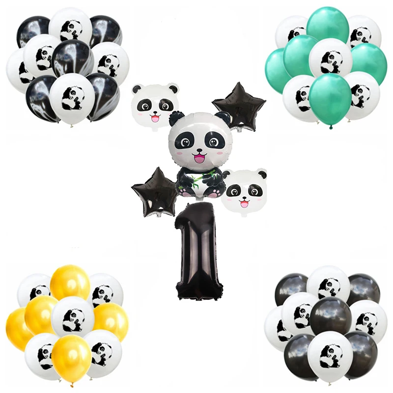 

Cute Cartoon Number 0-9 Animal Panda Foil Balloons Golden Green Sequin Latex Balloons Children Baby Birthday Party Decorations
