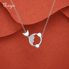 Thaya, золотое ожерелье с рыбкой, серебряная подвеска с белым цирконием, ожерелье Koi, 45 см, цепочка для женщин, ювелирные украшения, вечерние, подарок