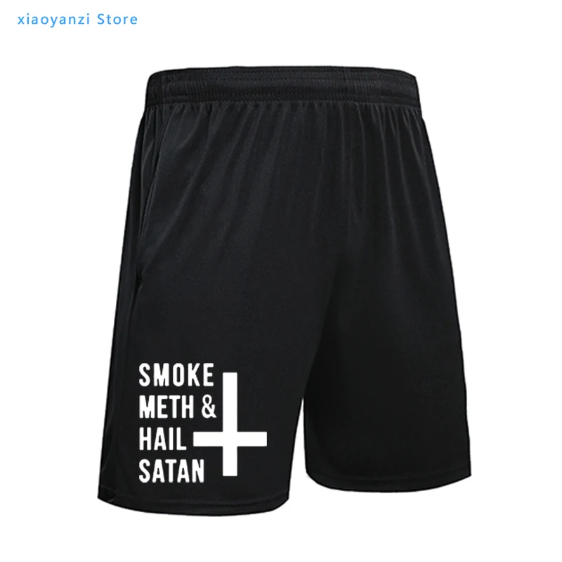 

2021 New Fashion Letter Printed Sports Shorts Smoke Meth And Hail Satan DIY Fitness Pants Customize Sweatpants Plus Size Set