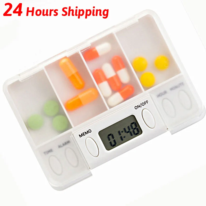 Новинка 2020 таблетки для лекарств с таймером контейнер удобные 4 Сетками