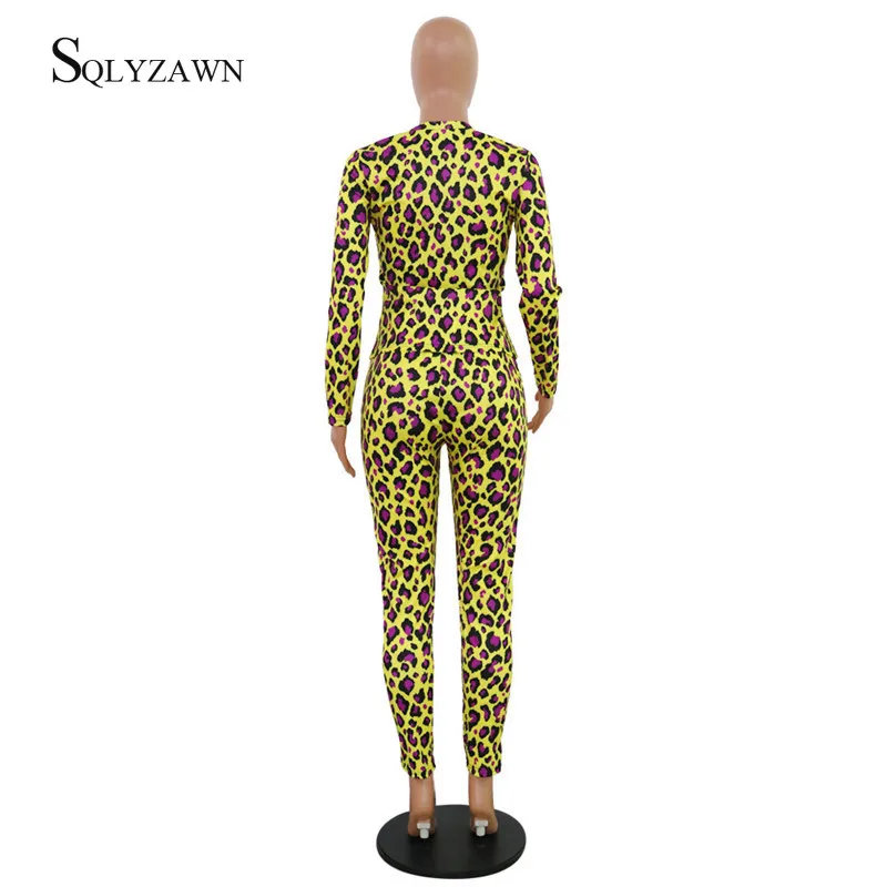 Уличная Женская одежда с леопардовым принтом комплект из двух предметов осенняя