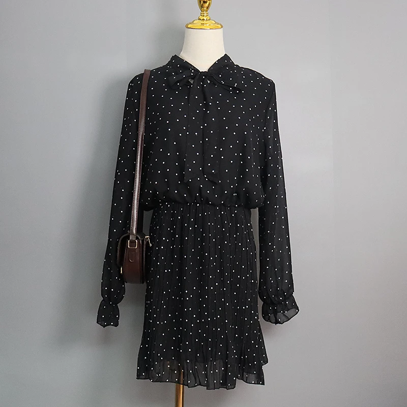 Шифоновое платье в горошек модель 2020 года женское богемное платье-трапеция с