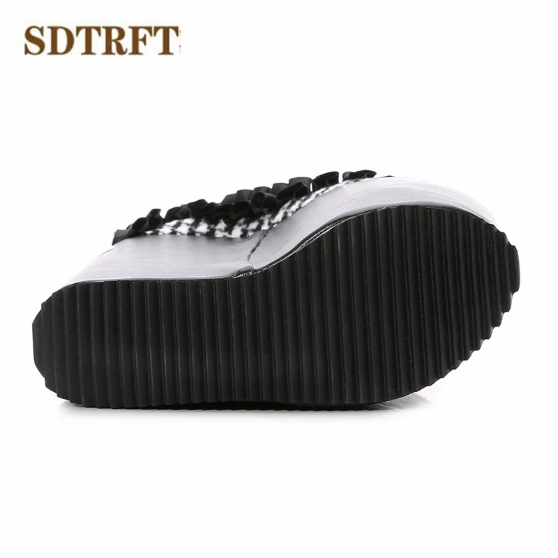 SDTRFT; sapato feminino; Туфли-лодочки на ультравысокой танкетке 30 см для студенток; женская обувь на платформе с круглым носком и пряжкой; обувь в стиле Лолиты для костюмированной вечеринки в стиле ретро