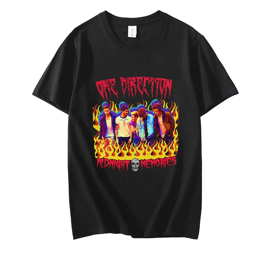 

100% Cotton Funny Heavy Metal One Direction Men's Women's Oversized T Shirt 90s Graphics Print Merch T-shirts Black Top Women