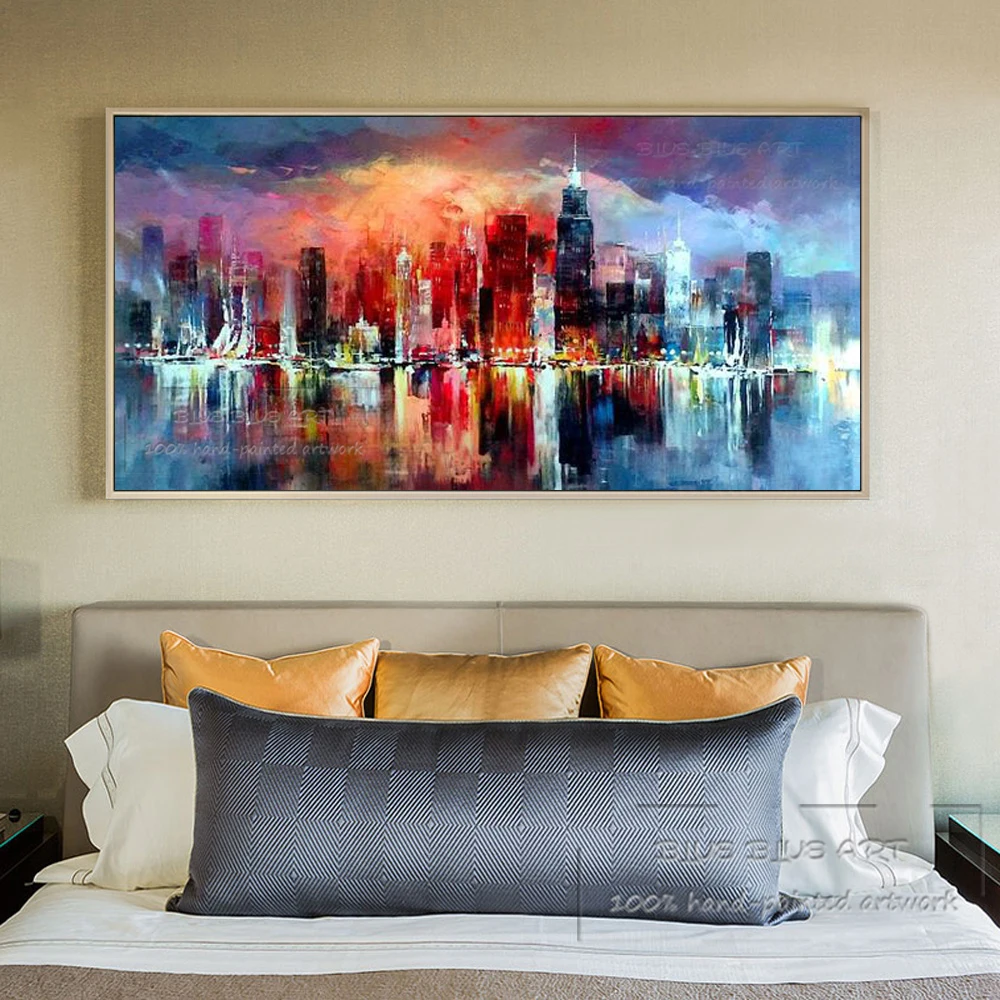 Ручная роспись настенная живопись абстрактный городской пейзаж масляная на