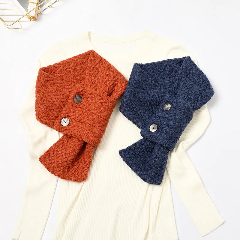 

Wool Knitting Small Scarf Tie for Women Knitted Fake Collars Women Shirt Blouse Detachable Lapel Collars Neck Guard Scarves