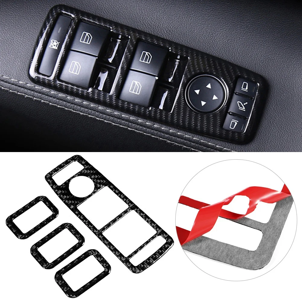 

4 Pcs Carbon Fiber Window Lift Switch Panel Sticker Interior Overlay Decal for Tesla Model S/X 2014 2015 2016 2017 2018 2019