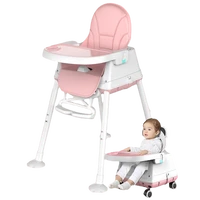 baby chair highchair dining chair feeding chair booster seat with wheel feeding seat foldable portable soft pu height adjust