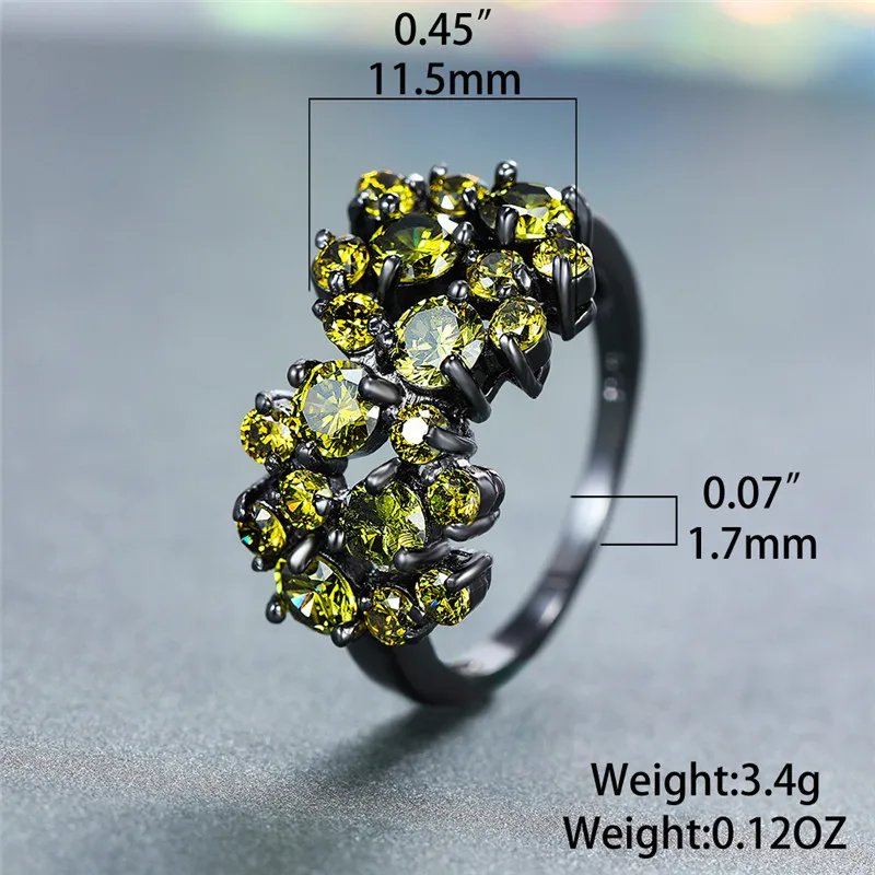 Кольцо женское обручальное оливковое Черное золото кольцо с зеленым камнем