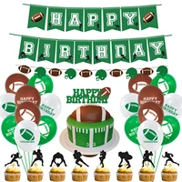 rugby theme birthday party supplies banner garland cake topper latex balloons american football birthday party favors for kids