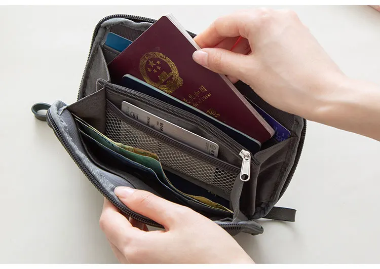 Travel Digital Pouch Nylon Travel Passport Case Multi Purpose Zipper Card and ID Holder Cable Gadgets Organizer