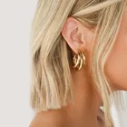 1 пара корейских модных золотых и серебряных металлических клипсов для ушей, геометрические нестандартные серьги-каффы для ушей для женщин, модные ювелирные изделия