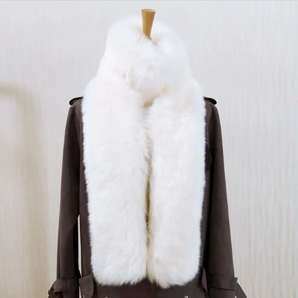 Женский шарф из искусственного меха однотонный зимний теплый воротник шарфа