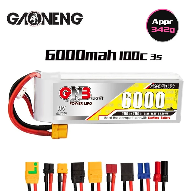 

1-3 шт., литий-полимерный аккумулятор GNB HV 6000 мАч 3S 11,4 в макс. c с разъемом XT60 XT90 T для FPV дрона радиоуправляемого вертолета автомобиля лодки БПЛА ...