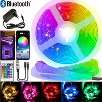 led strips lights bluetooth luz led rgb 5050 smd 2835 flexible waterproof tape diode 5m 10m 15m 20m dc12v remote controladapter