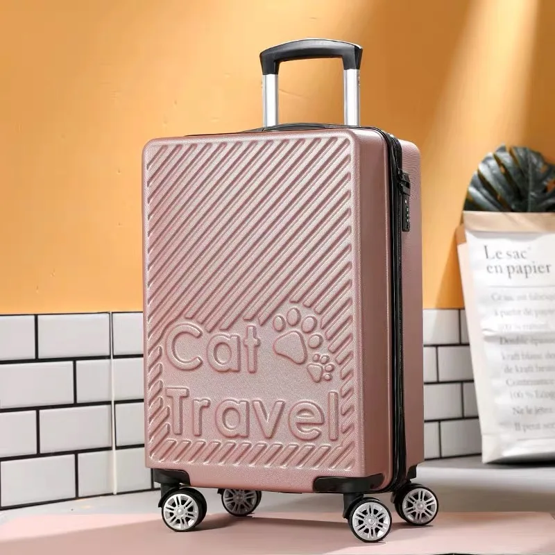 Kid's suitcase Cute cat rolling luggage travel trolley suitcase children's big bag Women cartoon carry on cabin  luggage student