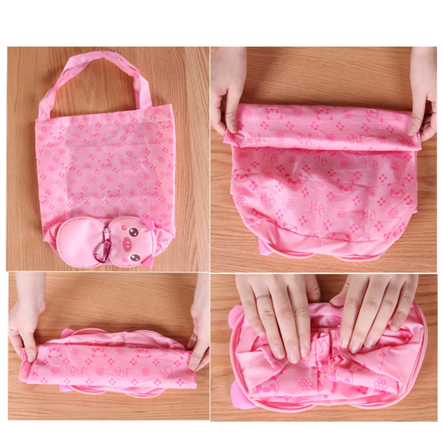 

Foldable Shopping Bag Resuable Grocery Bags For Outdoor Travel Cartoon Pig Panda Eco-friendly