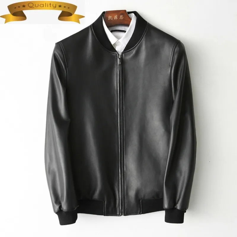 

Jacket 100%Real Men Leather Geniune Sheepskin Leather Coat Jacket Spring Autumn Jaqueta De Couro KFS110118-2 MF148