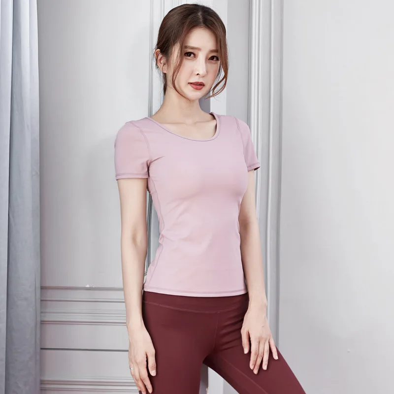 Женские летние футболки 2020 облегающая Спортивная футболка для фитнеса йоги топ с
