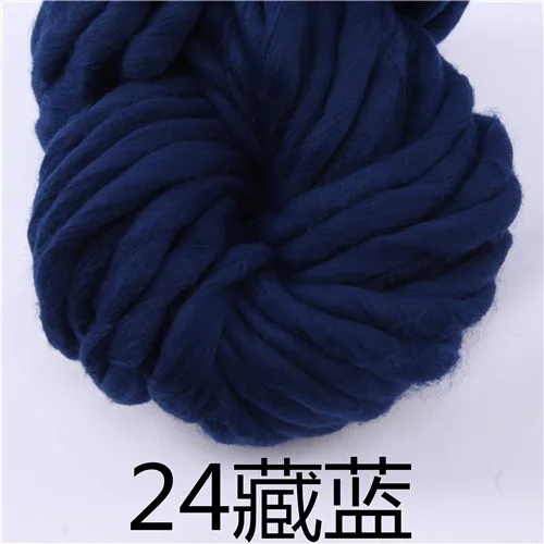 24 dark blue 250 г 36 м супер толстая натуральная Мериносовая Шерсть Толстые пряжи войлочная шерстяная фитильная пряжа для прядения ручного вязания пряжа зима теплая - Цвет: 24 dark blue