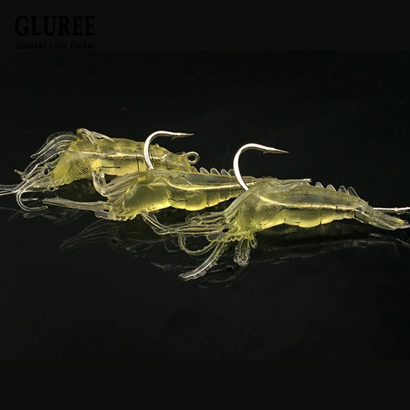 GLUREE 1 шт. 5 см мягкие желтый креветки приманки рыболовные Моделирование