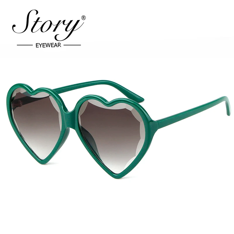 История 2018 Модные солнцезащитные очки в форме сердца женские винтажные Ретро