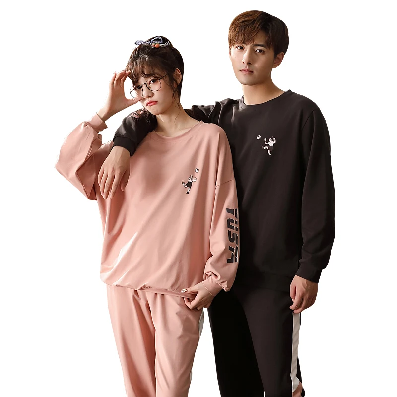 

Весенне-осенние пижамы для пар с длинными рукавами из 100% хлопка, пижамные комплекты для женщин и мужчин, домашняя одежда, пижама Mujer