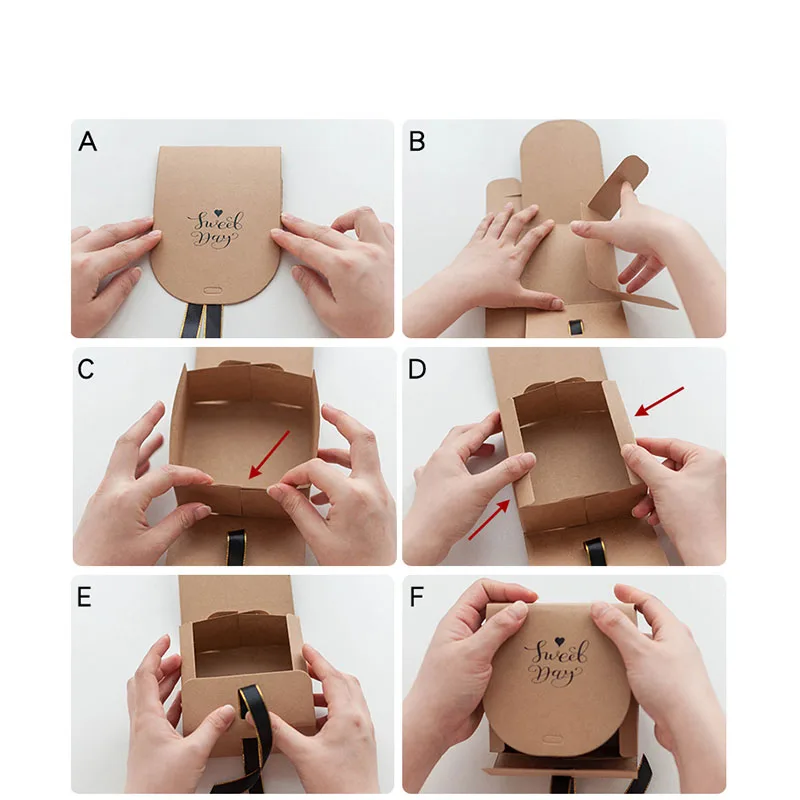 1 шт. коробка из крафт-бумаги для конфет с лентами Подарочный пакет упаковки мыла