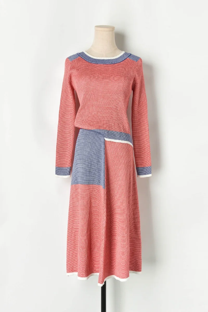 Вязаный комплект из двух предметов 2019 Осенний укороченный пуловер с круглым