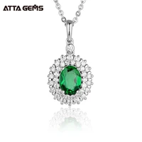 attagems 18k white gold diamond emerald pendant necklaces for women 100 925 sterling silver gemstone fine jewelry necklace