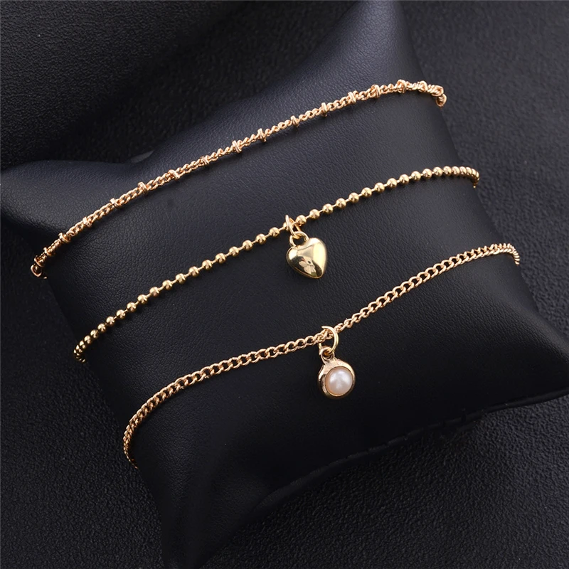 3 шт./компл. браслет на щиколотку набор в стиле Бохо ювелирных цепочек любящее