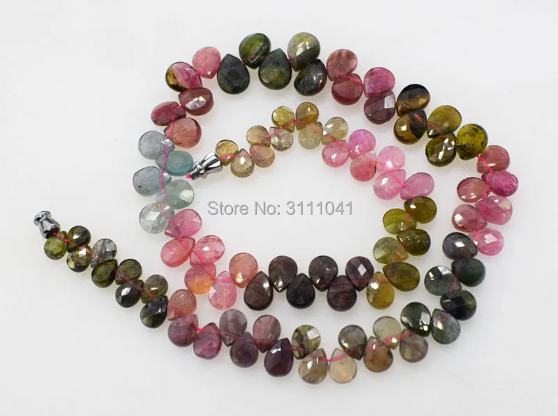 Ожерелье-чокер из разноцветного турмалина 5-10 мм 6 А 38 см