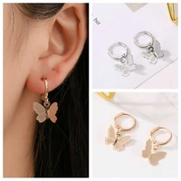 elegant frosted butterfly dangle women hoop ear gift earrings jewelry drop lady
