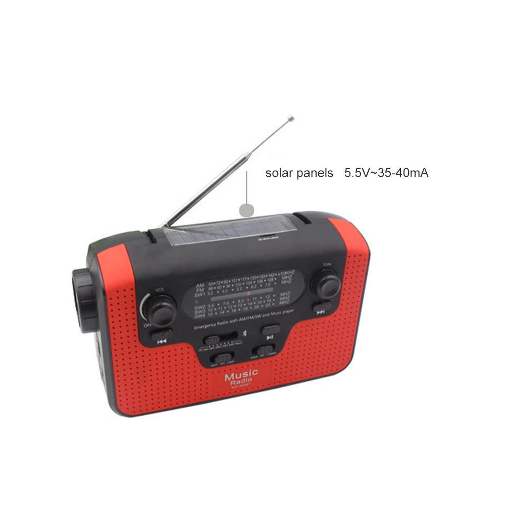 Emergency torch Outdoor FM Solar Radio Hand Crank Powerful LED Flashlight Electric Torch Dynamo Lamp Bright Bluetooth TF | Электроника