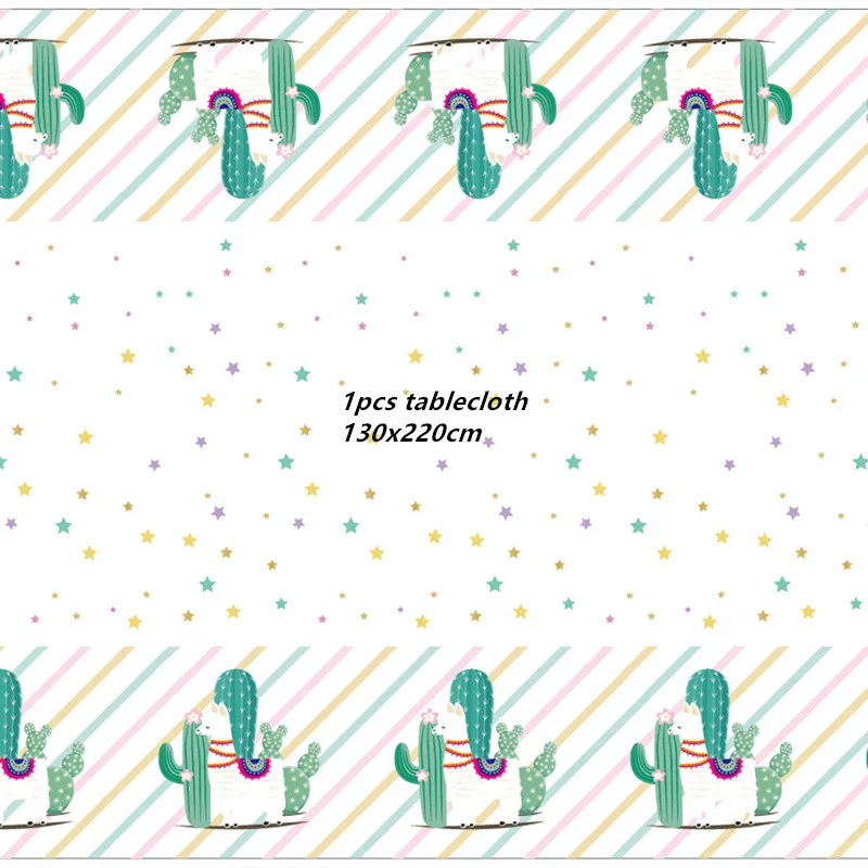 1set tablecloth LISM Llama вечерние Llama Альпака бумажные тарелки салфетки для стаканчиков одноразовая соломка поставки животных с днем рождения украшения для детей - Цвет: 1set tablecloth